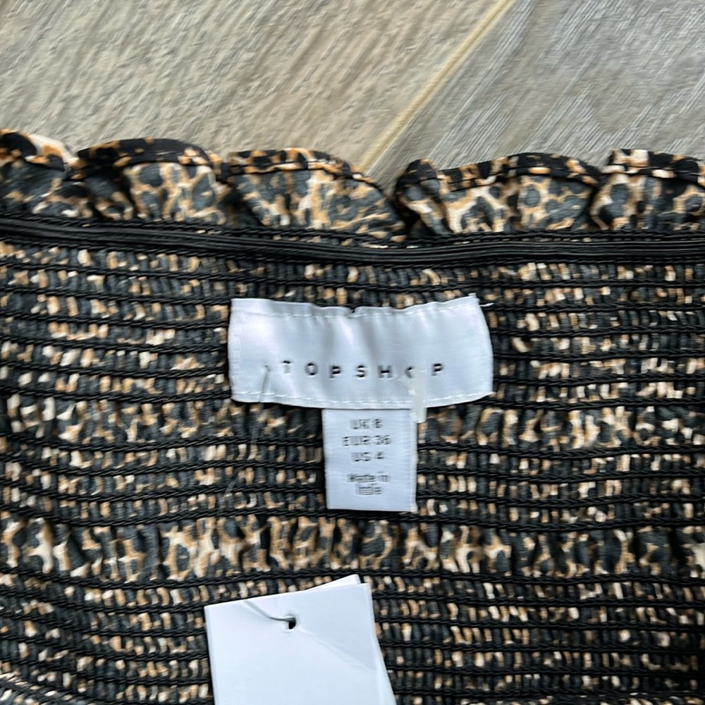 NWT Topshop Cheetah Print Rouched Dress - Picture 4 of 7